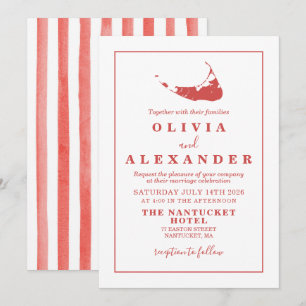 Invitación a la boda de Nantucket Red ACK