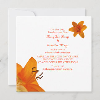 Invitación a la boda de Naranja Asiático Lily