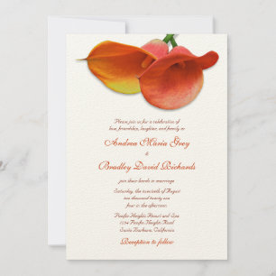 Invitación a la boda de naranja Calla Lily