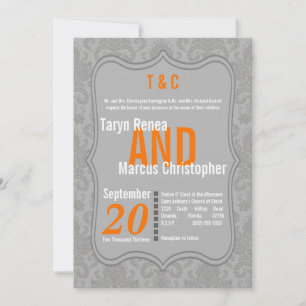 Invitación a la boda de Naranja de Damasco Gris 5 