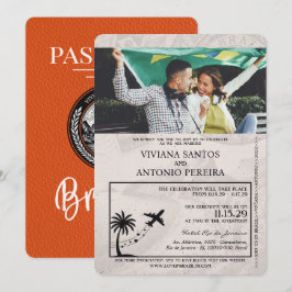 Invitación a la boda de naranja en Brasil