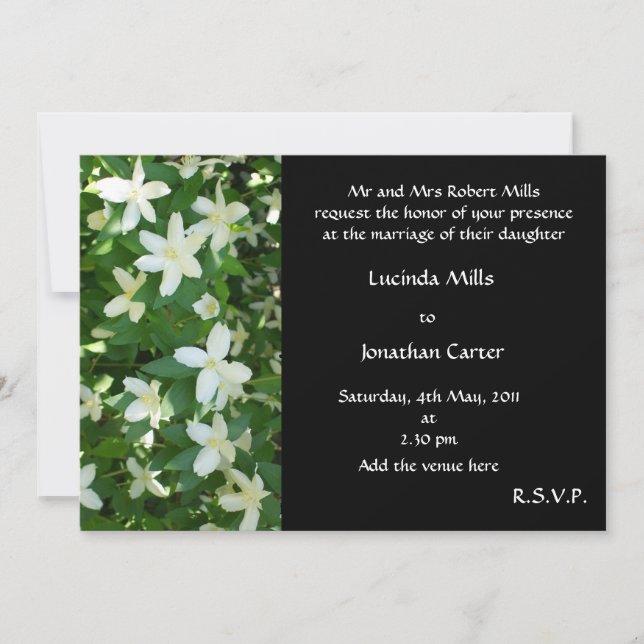 Invitación a la boda de naranja en flor, blanco en (Anverso)