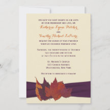 Invitación a la boda de naranja, marfil, hojas sec
