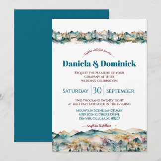 Invitación a la boda de Naranja Verde azulado acua