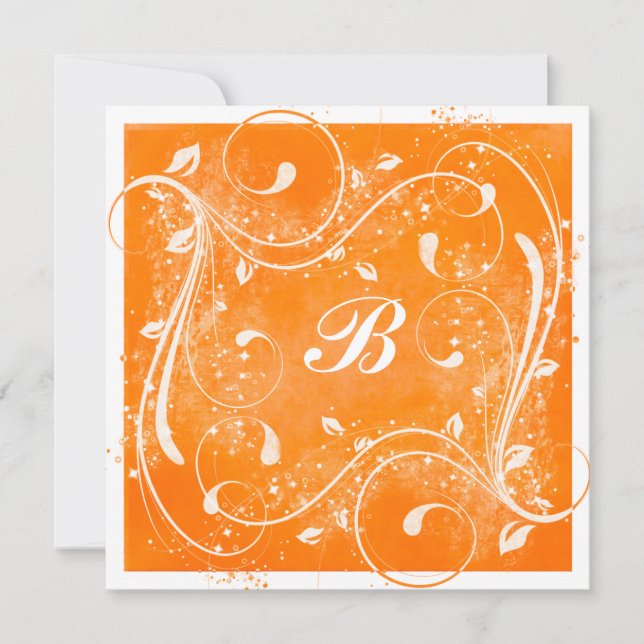 Invitación a la boda de Naranja y de nado blanco (Anverso)