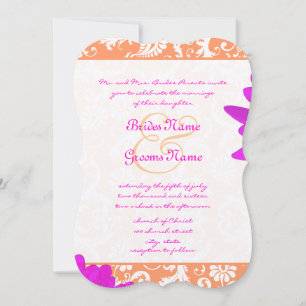Invitación a la boda de naranja y Fuchsia Gerber D
