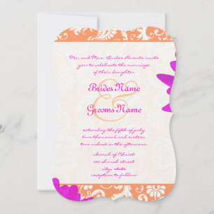 Invitación a la boda de naranja y Fuchsia Gerber D