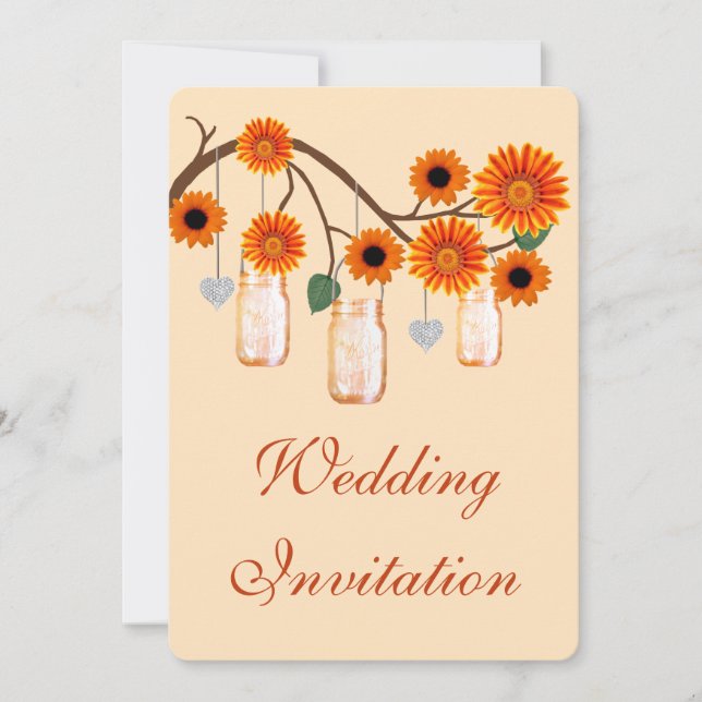 Invitación a la boda de naranjas Flowers Mason Jar (Anverso)