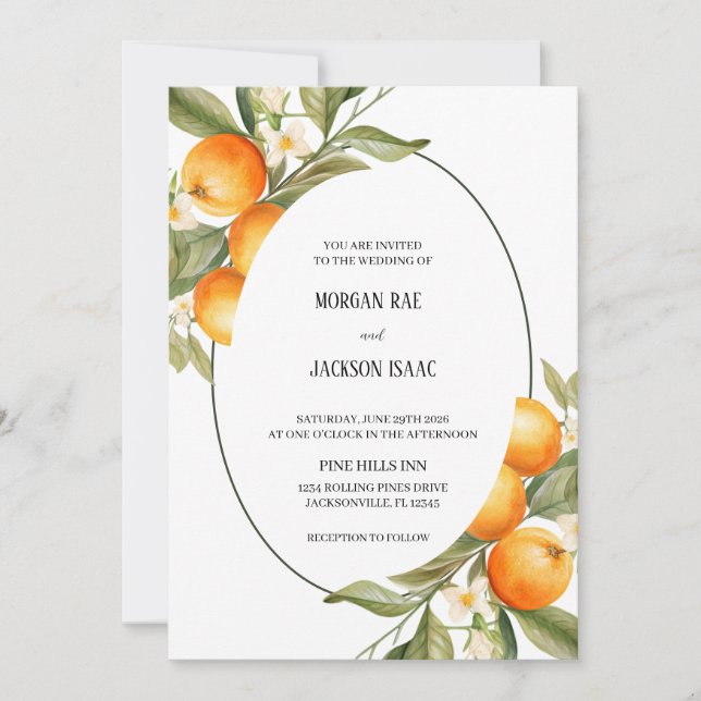 Invitación a la boda de Naranjas ovalados (Anverso)