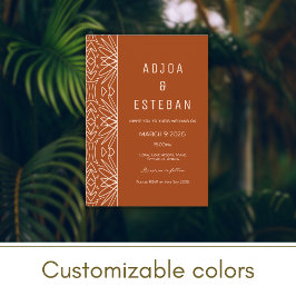 Invitación a la boda de Naranjas quemados por tela