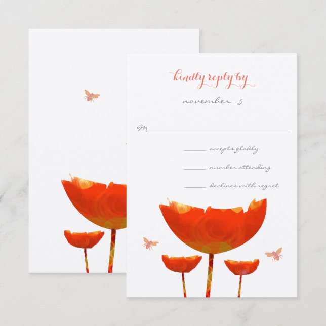 Invitación a la boda de naranjas y mariposas (Anverso / Reverso)
