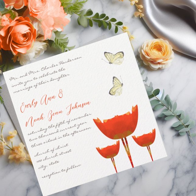 Invitación a la boda de naranjas y mariposas (Subido por el creador)