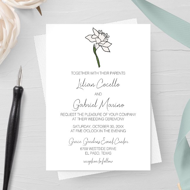 Invitación a la boda de Narciso minimalista (Subido por el creador)