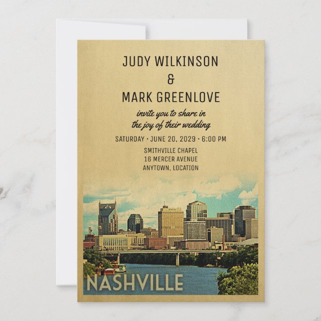 Invitación a la boda de Nashville Tennessee (Anverso)