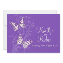 Invitación a la boda de nata blanca púrpura