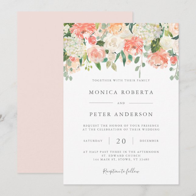 Invitación a la boda de nata y nata (Anverso / Reverso)