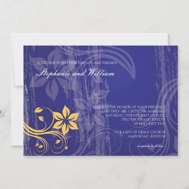 Invitación a la Boda de Natación Azul y Amarilla (Anverso)