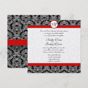 Invitación a la boda de naves de damasco rojas y n