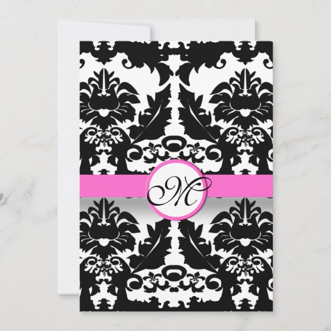Invitación a la boda de naves de damasco rosadas y (Anverso)