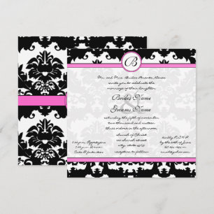 Invitación a la boda de naves de damasco rosadas y