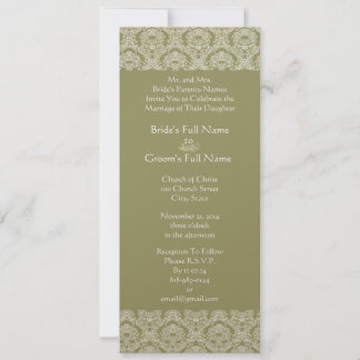 Invitación a la boda de naves de damasco verde gri