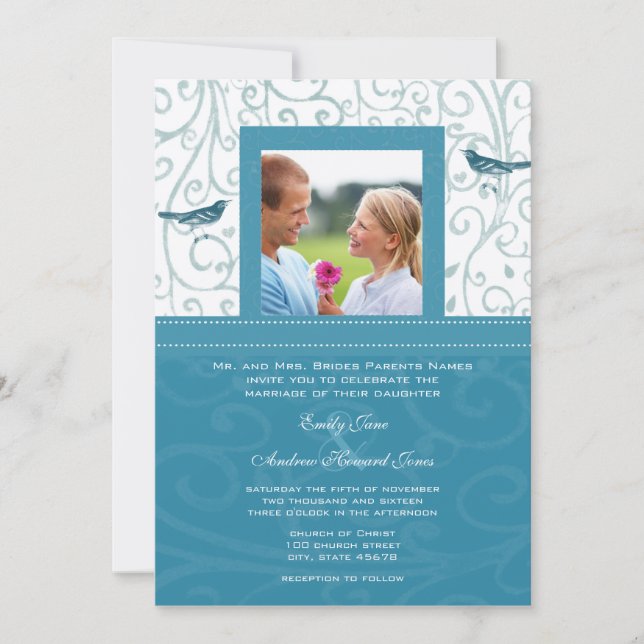 Invitación a la boda de naves vitícolas mar niebla (Anverso)