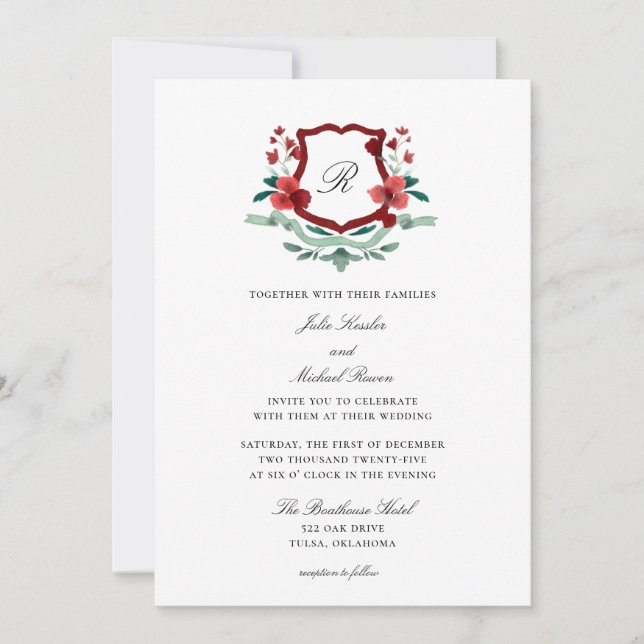 Invitación a la boda de Navidades Clásicos Rojos y (Anverso)