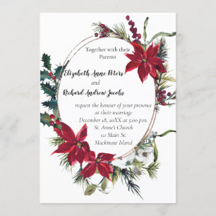 Invitación a la boda de Navidades con Poinsettia