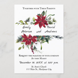 Invitación a la boda de Navidades con Poinsettia