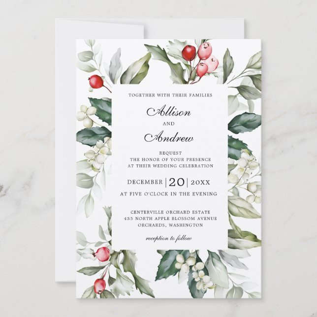 Invitación a la boda de Navidades de Berry en invi (Anverso)