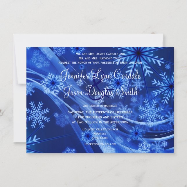 Invitación a la boda de Navidades de invierno con  (Anverso)