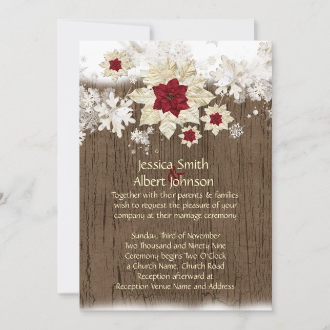 Invitación a la boda de Navidades de la madera de  (Anverso)