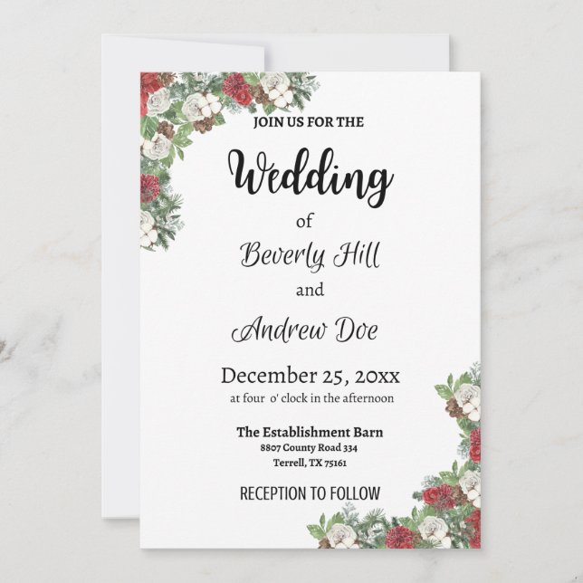 Invitación a la boda de Navidades de personalizabl (Anverso)
