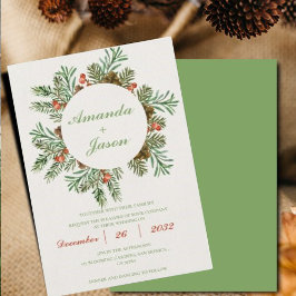 Invitación a la boda de Navidades de Pine Cone de 