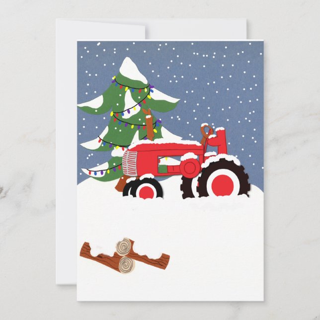 Invitación a la boda de Navidades de tractores (Anverso)