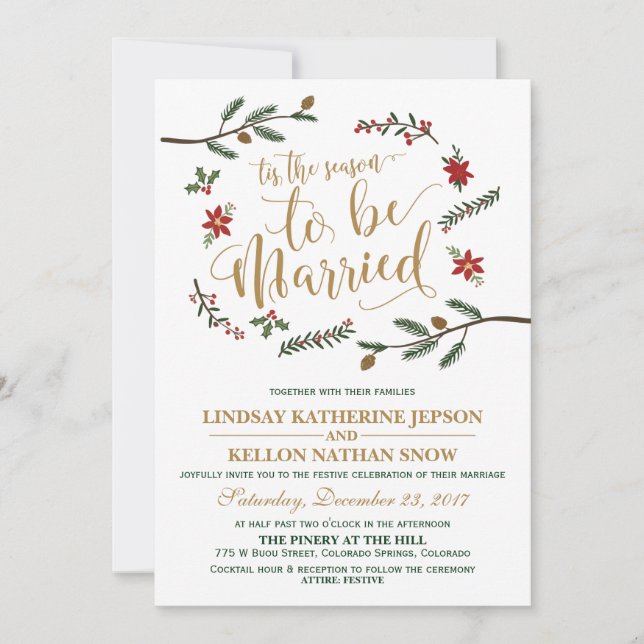 Invitación a la boda de Navidades de vacaciones fe (Anverso)