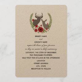 Invitación a la boda de Navidades de venados flora