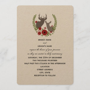 Invitación a la boda de Navidades de venados flora