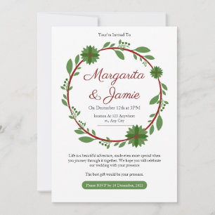 Invitación a la boda de Navidades minimalistas