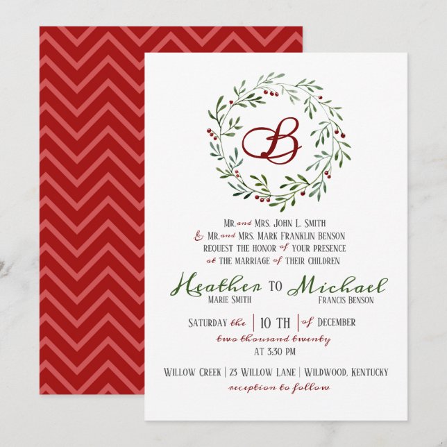 Invitación a la boda de Navidades rusos (Anverso / Reverso)