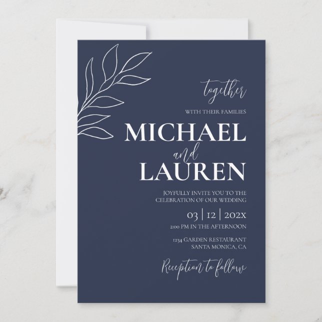 Invitación a la boda de Navy Blue Elegant (Anverso)