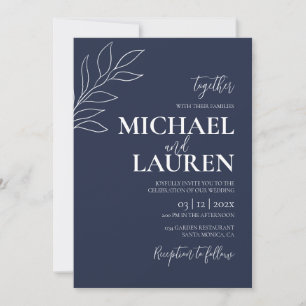 Invitación a la boda de Navy Blue Elegant