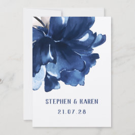 Invitación a la boda de Navy Blue Poppy Elegant