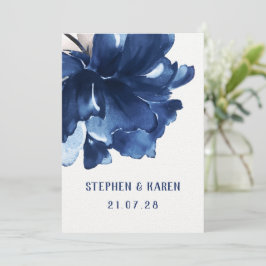Invitación a la boda de Navy Blue Poppy Elegant