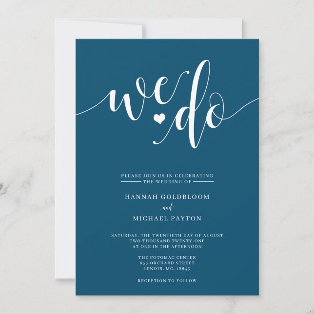 Invitación a la boda de Navy Blue we Do Wedding (Anverso)