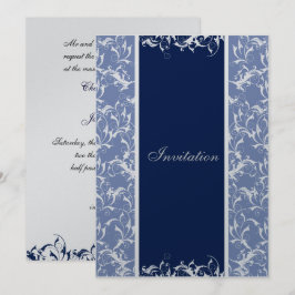 invitación a la boda de navy Damask