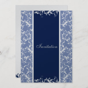 invitación a la boda de navy Damask