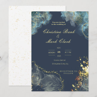 Invitación a la boda de Navy Gold