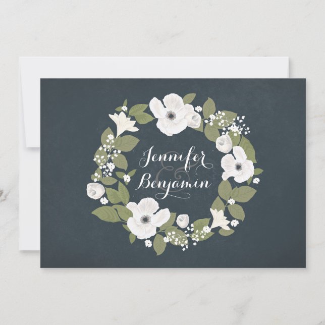 Invitación a la boda de Navy Rustic Floral (Anverso)