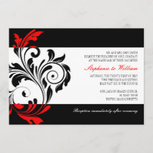 Invitación a la boda de negras y blancas con rojo